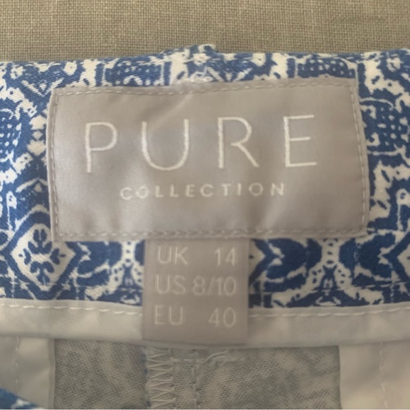 PURE COLLECTION Geo Print Cotton Capri Pants Blue and White - Picture 6 of 16